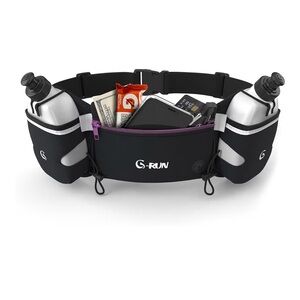 G-Run Black Hydration Belt with 2 Bottles